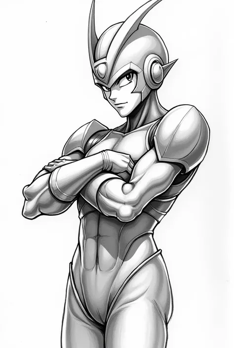 drawing of megaman x in. Black and white with white background sucking penis 