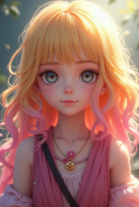 A girl with blonde hair and pink hair who is the daughter of Reiju Vinsmoke from One Piece and Sabo, also a character from One Piece. 
