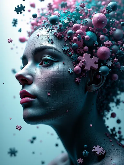 3D Puzzles , Beauty  , Rota Arige, Explosive warhead, equipment, What&#39;s embedded in the face, temporary, Inspired by Igor Morski, Dramatic works of art, photo manipulation, Photo Editing, Attenuation, Data fragment explosion, ＨＭ, Official Art, Incredib...