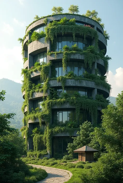 large water tank with vertical gardens inside
