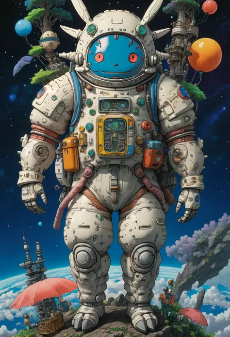 astronaut, whole body, Studio Ghibli, Highest quality, masterpiece, so beautiful, Perfect composition, Intricate details, Very detailed, Vibrant colors