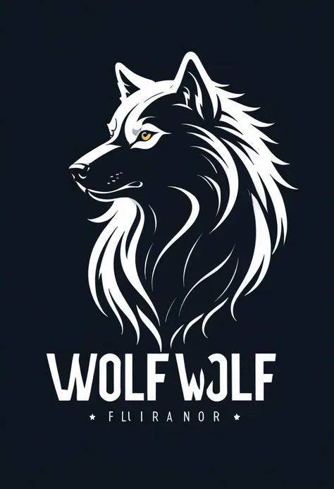 white wolf text white wolf logo pattern design vector art simple logo white furry white wolf avatar dark background illustration...