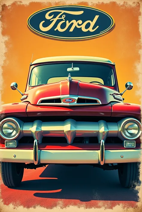 
Vintage poster with a retro touch of the Ford brand from the 50s, tabloid size 