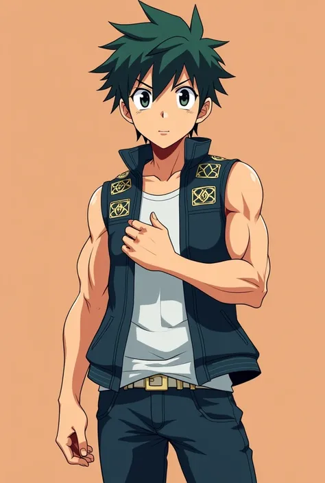 Vest,Anime man,2,Anime style,full-body shot,Solid color background,front Photo