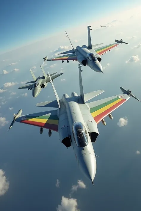 3 of the military aircraft; two of them are painted with the Ethiopian flag and the other one is the painted of Somalia Flag and in between the the two military aircraft that captured the warplanes from Somalia and landed them at the Ethiopian airport. Aft...