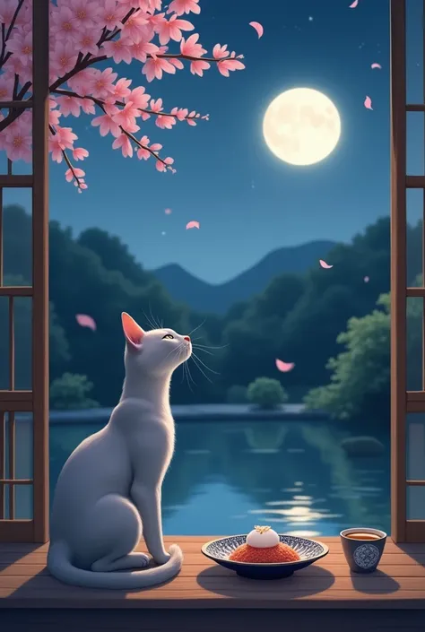 Moon Viewing Cat Japanese Sweets