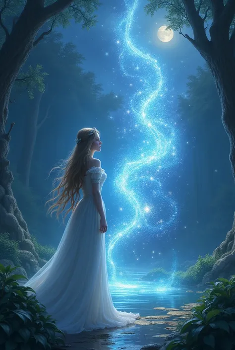 Princess Lyra is greeted by a glowing spirit in the shape of a constellation