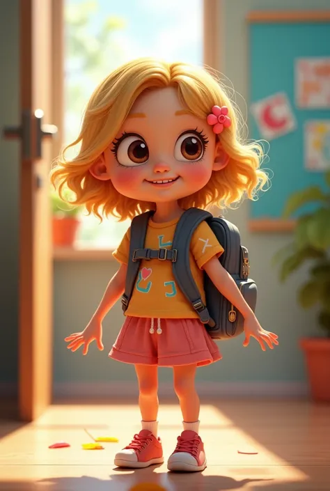 Frida&#39;s first day of school (Girl, blond, in Germany, brown eyes, mischievous smile)