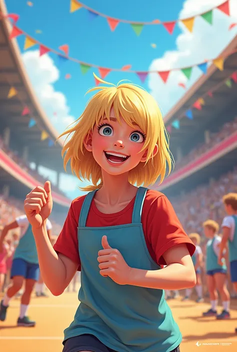 Know (blond, smile, Girl, European) and the big sports festival