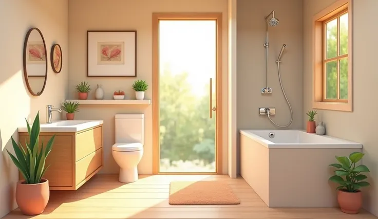 digital illustration of a simple small bathroom