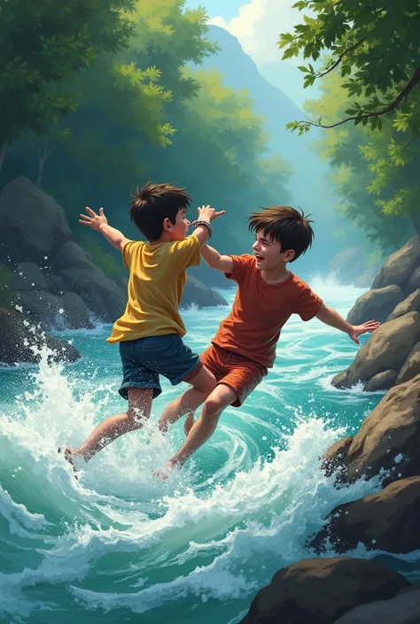 A boy fell into the river and saved the boy