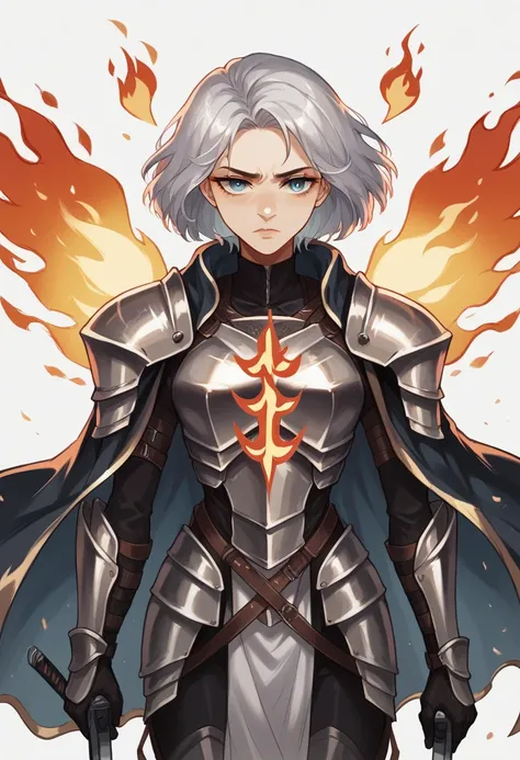 score_9, score_8_up, score_7_up, score_6_up, score_5_up, score_4_up, BREAK, Beautiful swordswoman, absurdity, Highly detailed face and skin texture, silver hair, jet-black armor, flame armor, cloak wrapped in flames, sword wrapped in flames, flame wings, d...