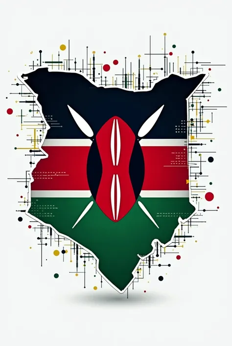 A kenyan data/ cyber security logo. Use kenyan flag, use pixelated or 16bits to showcase data flow.  Not complicated