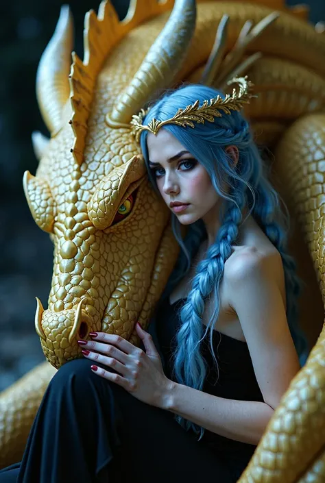 ultra realistic professional full body camera((( giant gold dragon and an extremely beautiful blue hair woman
))) (photo 1028k qhd) by (James C. Christensen:1.2|peeking perspective, 2 intimated young ladies, 2, wearing loosen clothes, glaring each other pa...