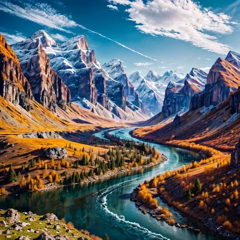 High resolution, masterpiece, 最high quality, high quality, Very detailed, Godley, A positive landscape, mysterious, Mountains and beautiful rivers