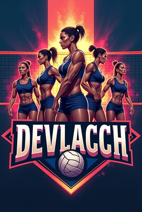 A  ultra realistic and creative vollyball team logo by name devlacch vollyball squad 