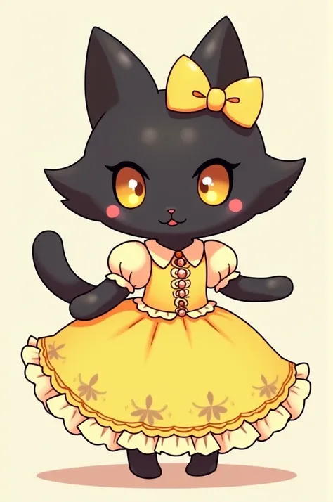 A kuromi wearing a yellow colour princess frock