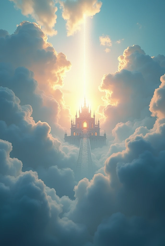 (photo realism) (high detailed) (4 k) image of a cloud sky shining something heavenly abode