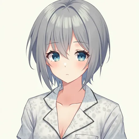 High resolution, Grey Hair, blue eyes, Character profile, 、pajamas、young