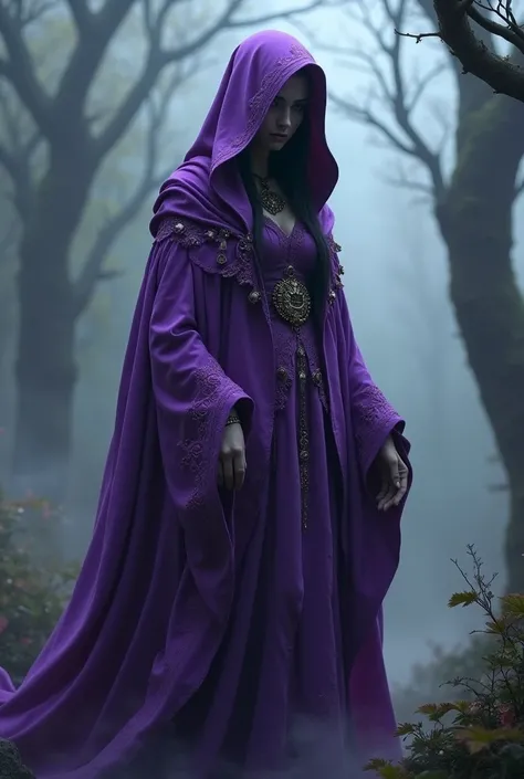 A witch wearing purple robes 