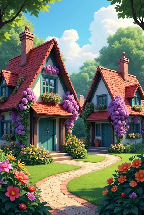 houses full of flowers