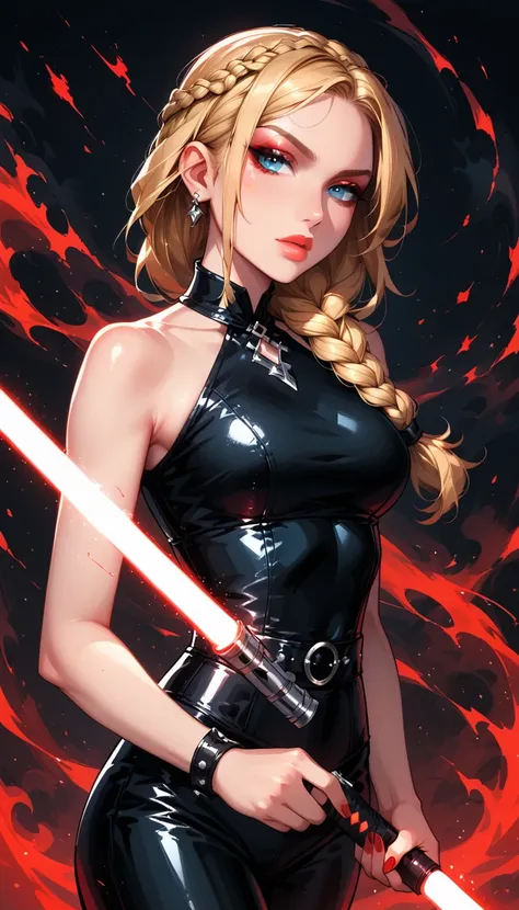 dark fantasy art of score_9, score_8_up, score_7_up, rating_questionable, fantasy, lighting, epicphoto 1girl, solo, sith lord (a...