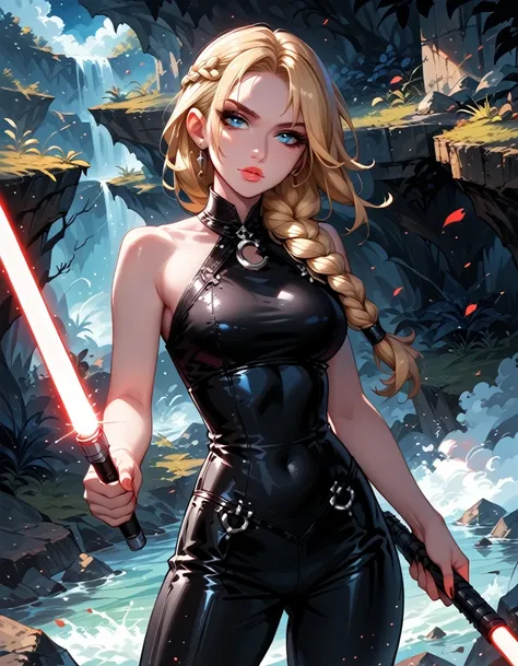 dark fantasy art of score_9, score_8_up, score_7_up, rating_questionable, fantasy, lighting, epicphoto 1girl, solo, sith lord (a...