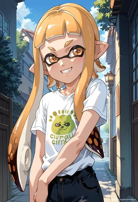 masterpiece,high resolution,highest quality,8k
(splatoon,inkling)
(five-year-old child,child body type)
(black half-tights,white...