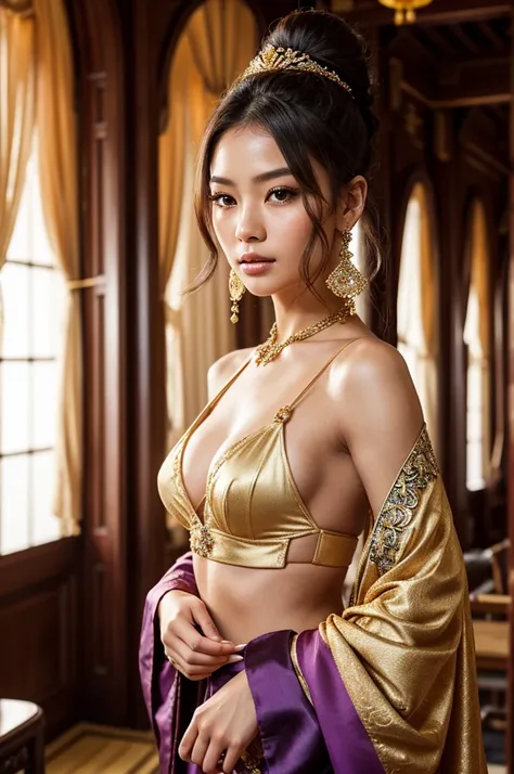 A young 1 Japanese girl. She should be 180 cm tall, weigh 45 kg, and have a smooth, light complexion, straight long blonde hair, sleek and glossy, graceful, diamond face with high cheekbones, a small, delicate nose, and full, well-defined lips. Her large, ...