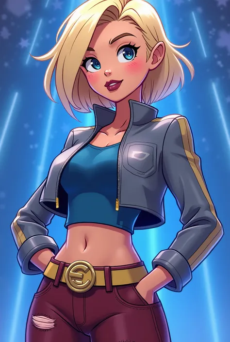 (Close up), ((Kara from DC Super Hero Girls 2019)), short blonde hair, Kara is an attractive, fair-skinned teenage Kryptonian with a muscular-yet-curvaceous figure, and short blonde hair with paler-colored streaks, cut into a messily  -styled bob cut with ...