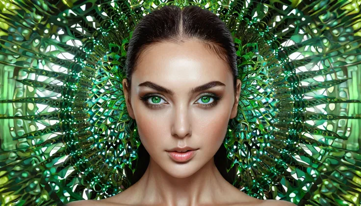 an exotic woman with green eyes, stunning digital art, complicated digital art, 3 d digital art, 3d digital art, complicated digital artwork, Advanced 3D digital art, amazing detailed digital art, digital complicated art, Detailed 3D digital art, amazing d...