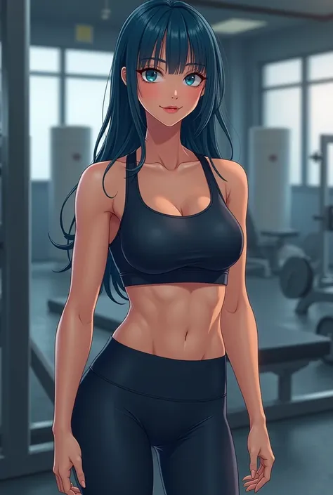 

"Young woman of 25 years, of 1,73 meters tall and 70 kilos, with a toned and athletic body, typical of someone who exercises regularly at the gym. She has straight, deep blue hair., that contrasts with her light skin. His eyes are a deep blue, and her li...