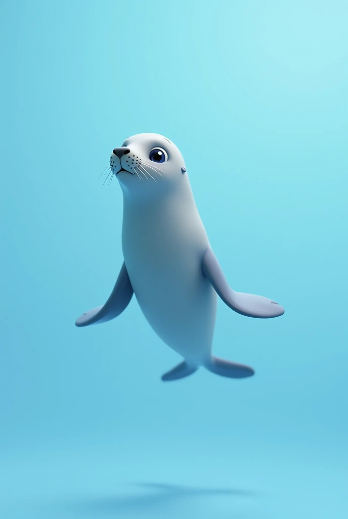 Animated adult sea lion swimming in light blue color without background 
