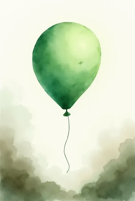 Create a 20x15cm image of a balloon in green, gray and brown tones in watercolor painting, for a baby&#39;s room.