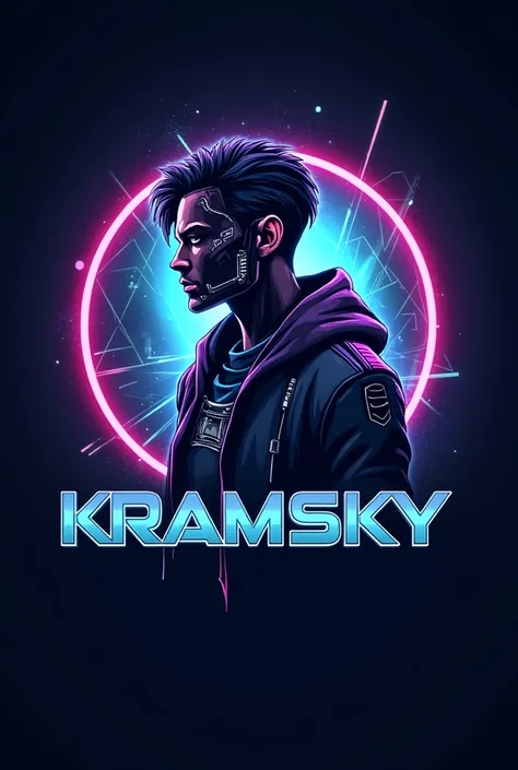 KramSky logo with techno boy style 1024 x 576 px