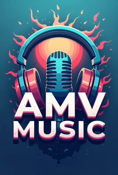 "Create a logo for a YouTube channel called &#39;AMV MUSIC&#39;. the logo should combine elements of music and anime, with an abstract background that evokes anime, like sound waves