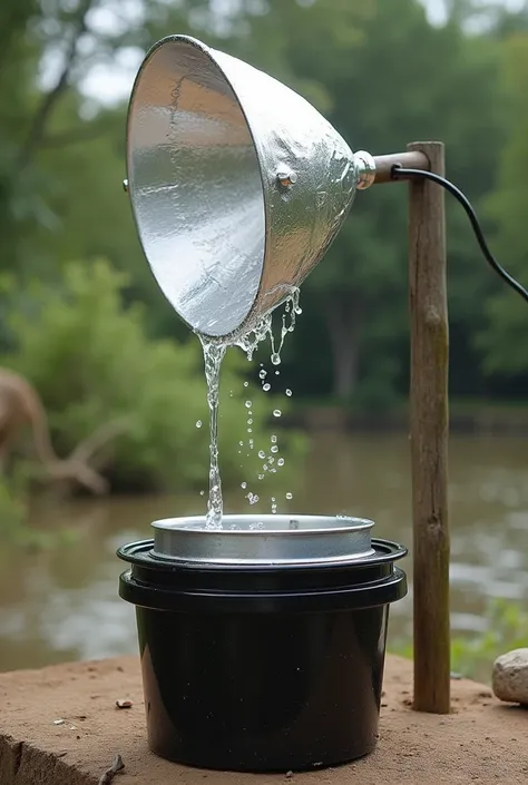 Genrate a diagram or illustration on the following basis    
 ⚡Tittle-"A low cost Solar Water Purifier"
✳️Materials Needed:
1)A large black plastic or glass container with a lid like a wide-mouth jar(large cointainer will help to evaporates fast)
2)A small...