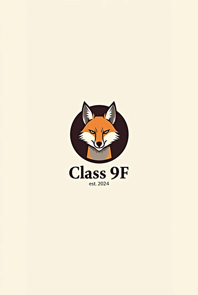 Buat logo fox,,kelas 9F,klasik,lambang,To make fox look cool, write class 9F, followed by the words est 2024 below,buat fox itu terlihat gagah 