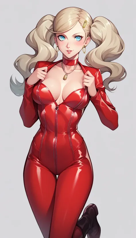 score_9, score_8_up,  score_7_up, ann takamaki from persona 5 striking a seductive pose in the middle of a crowded street in a s...