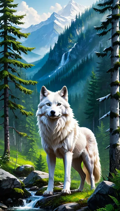 deep in the mountains and wild forests.white wolf&#39;s hair is as white as snow,like a beautiful silver-white cloak。triangular ...