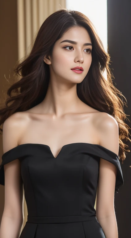 Tall and slender beauty、Beauty in suits、Colossal 、undershirt、Cool beauty、Career woman、Japan beauties、modeled、tiese，Hotel lobby
Rough surface, oil on canvas style, delicate face, upper body, a girl, a girl in a black dress, big bird wings, fluttering, surro...