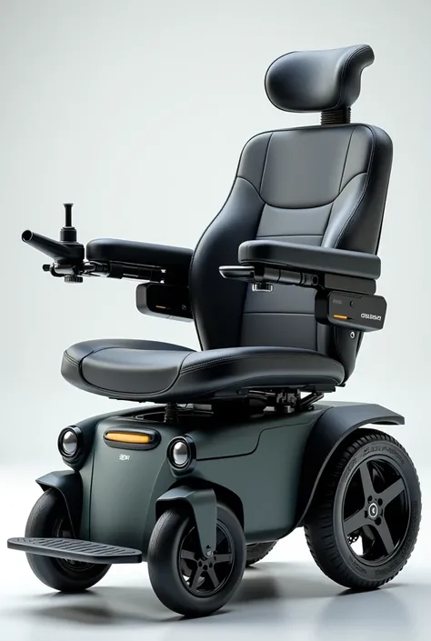 A modern wheelchair with multiple advanced features. It has a comfortable, padded cushion and a reclinable seat for maximum comfort. The footrest and armrests are adjustable, with a storage space located under the seat for storing personal items. One armre...