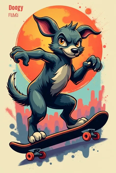 Logotipo de skateboarding con doggy films
