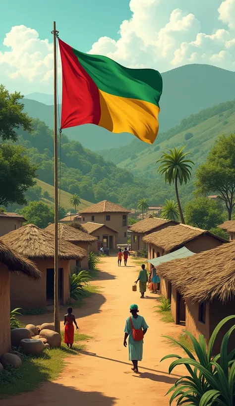 A small village in Guinea Conakry It consists of three vertical stripes, red, yellow and green