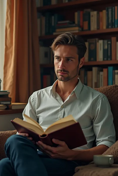 A Average Looking Man Reading Books