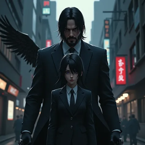 John Wick protecting Aya Shameimaru 