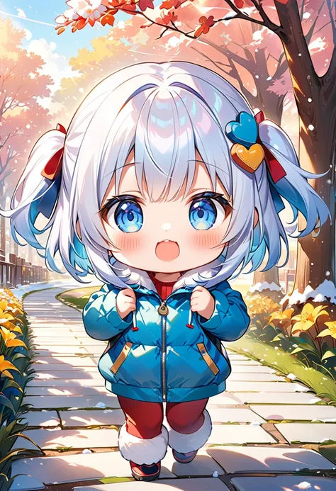 ((One Girl))、((Chibi Girl:1.5))、((Kindergarten student:1.5))、Highest quality、High resolution、Detailed Background、Beautiful face in every detail、Anatomically correct、Detailed facial expressions、fine grain、((full body, from front:1.3, side shot:1.3, looking ...