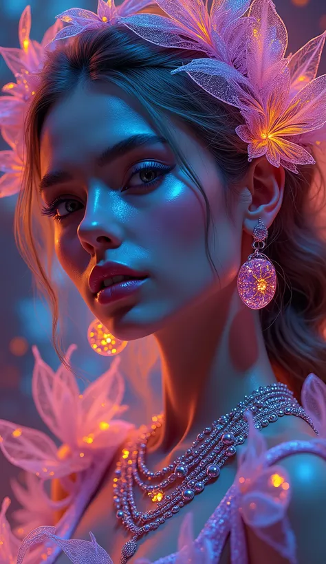 (masterpiece, top quality, best quality, official art, beautiful and aesthetic: 1.2), (1 girl: 1.3), extremely detailed, (neon fractal art: 1.1), (multi-color: 1.1) (flower: 1.3), highest detail, (neon zentangle: 1.2), (dynamic pose), (neon abstract backgr...