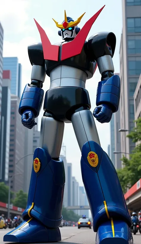 Mazinger Z dressed as a police officer 