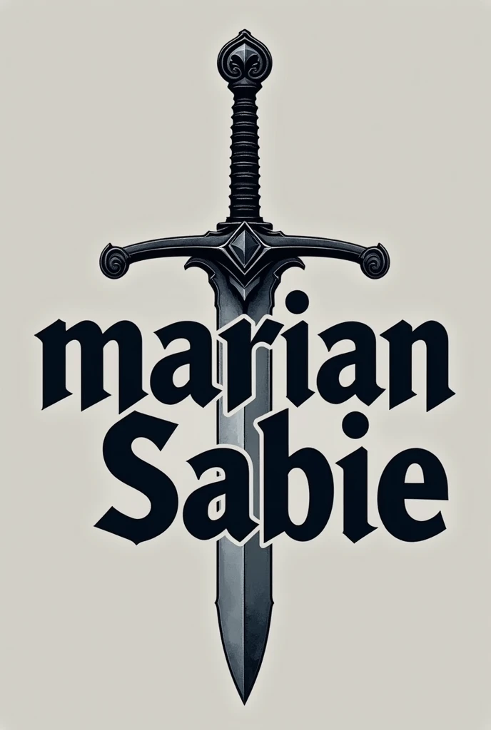 a vector logo design,with the text "Marian Sabie", main symbol:instaid of the i in "Sabie" add a sword,Moderate,be used in gaming industry,clear background, make it more sophisticated, more complicated
